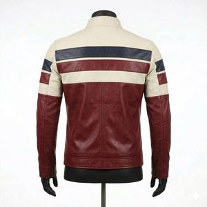 Stylish <b>Genuine</b> <b>Leather</b> <b>Jacket</b> Stand Collar Zipper Closure-Durable Trendy Skinny Fit Winter Sports Fashion - Product Image 3