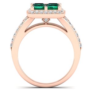 Bague REYES personnalisée en or massif 14 carats avec émeraude taille princesse de 1,56 carat et moissanite, prix direct usine, bijoux fins - Product Image 3