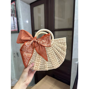 Sac à main en jacinthe d'eau naturelle avec nœud, sac fourre-tout en rotin tissé à la main, sac écologique tendance, fabriqué au Vietnam - Product Image 3