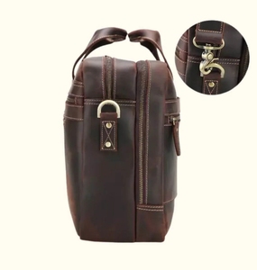 Maletín de Cuero Vintage para Portátil, Maletín de Cuero para Hombre, Bolsa de Trabajo de Cuero Marrón, Bolsa de Mensajero para Portátil, Bolsa de Viaje de Negocios para Oficina - Product Image 3