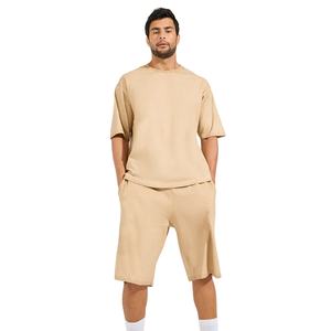 Custom Logo <b>Men's</b> Mesh Jersey 100% Cotton Set T Shirt With <b>Shorts</b> Boxy T Shirt <b>Men</b> Summer Casual Two Piece Shirt Set - Product Image 4