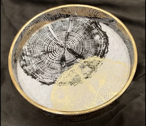 Plateaux en bois Enduit d'émail Plateaux de service ronds Cuisine et salle à manger en bois Plateau décoratif en résine par Tayyab Handicraft - Product Image 5