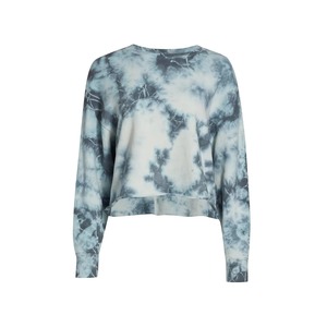 เสื้อครอปสเวตเชิ้ตผู้หญิงแบบย้อมสีลายหินอ่อนสีเทา-น้ำเงิน คอกลม แขนเสื้อแบบดรอปโชว์เดอร์ ผ้าฝ้าย แฟชั่น OEM - Product Image 1
