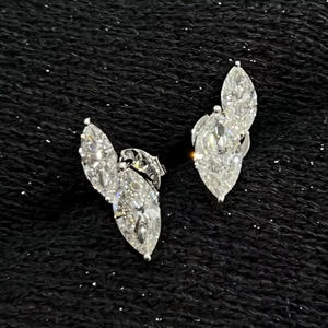Boucles d'oreilles clous en moissanite taille marquise double pierre pavée avec bijoux en argent 925, cadeau de fiançailles pour femme - Product Image 2