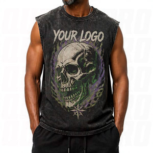 Nueva Camiseta sin Mangas con Estampado Gráfico y Lavado Ácido, Estilo Musculoso, Hombros Caídos, Chaleco de Gimnasio, Camiseta Deportiva sin Mangas para Hombre, Casual - Product Image 3