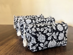 Wholesale Waterproof Cotton Makeup <b>Case</b> 3pc Set Quilted Pouch <b>Travel</b> Organizer Large Zipper Closure Portable Multi Compartment - Product Image 3