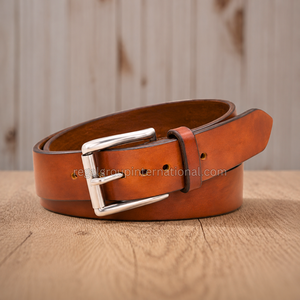 Cinturón de Cuero Marrón Premium para Hombre con Hebilla de Aleación Plateada de Acabado Mate Suave, Cinturón Clásico Casual para Jeans, Venta al Por Mayor - Product Image 3