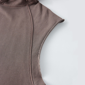 Chaleco con capucha sin mangas para hombre, estilo urbano, color sólido, de algodón, para verano. - Product Image 4