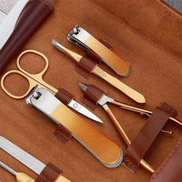 Kit de manucure et pédicure professionnel de luxe en acier inoxydable avec logo personnalisé, ensemble complet de soins des ongles 5 en 1, soins personnels