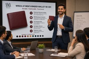 WRIZA Genuine Leather A7 Men's Binder <b>Wallet</b> WI-091 RFID Blocking Polyester Lining Durable 13 Color No Zipper Card <b>Holder</b> Black - Product Image 5