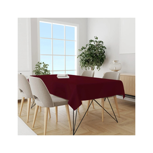 Nappe en coton beige uni de qualité supérieure 140x240cm 200 GSM avec surpiqûre zigzag rouge pour la salle à manger moderne et les commandes en gros - Product Image 6