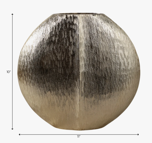 Modern Round Metal <b>Decorative</b> <b>Vase</b> - Handcrafted Textured Globe Flower Pot for Living Room Tabletop and Home Decor - Product Image 4