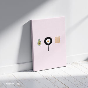 Arte Minimalista en Lienzo para Cocina, Elementos de Desayuno, Ilustración Pastel, Tema de Café y Brunch - Product Image 2