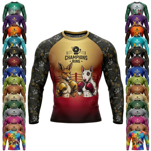 Maillots de compression personnalisés à coutures plates, anti-humidité, imprimés intégralement, pour entraînement musculaire en intérieur, couleur personnalisée, type Rash Guard - Product Image 1