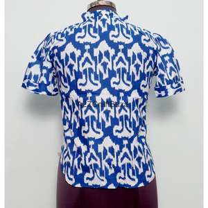 เสื้อผู้หญิงสไตล์อินเดียพิมพ์ลายบล็อก ผ้าไม่ทอ ใส่สบายสำหรับฤดูร้อน ผ้าฝ้ายแท้ 100% แขนยาว ลายดอกไม้โบฮีเมียน เป็นมิตรกับสิ่งแวดล้อม - Product Image 6