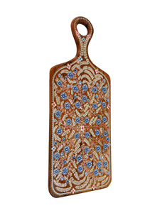 Planche à découper en bois artisanale à motifs floraux, plateau de service décoratif, plateau à fromage et charcuterie artisanal en émail, motif floral - Product Image 5