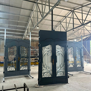 Porte d'entrée extérieure en acier sur mesure avec un design élégant en fer forgé pour une entrée de maison de luxe, style sécurisé pour les villas de luxe - Product Image 5