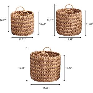 Ensemble de 3 paniers de rangement en jacinthe d'eau tressés à la main, bicolores, faits à la main, vente en gros, écologiques, fabriqués au Vietnam - Product Image 4