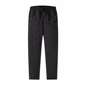 Men's Winter Warm Fleece <b>Lined</b> <b>Pants</b> Full Length Drawstring Solid Color Breathable Casual Trousers - Product Image 2