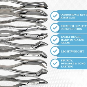 Juego de Fórceps para Extracción Dental, 10 Piezas, Mandíbulas Ergonómicas Dentadas, para Extracción de Fragmentos Radiculares, Kit de Instrumentos Quirúrgicos Orales de Acero Inoxidable - Product Image 3