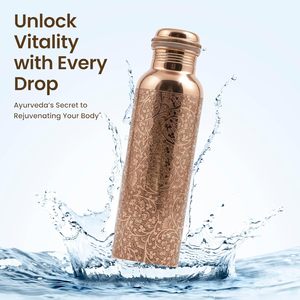 <b>Copper</b> Water <b>Bottle</b> 1 Ltr Pure Ayurvedic <b>Copper</b> <b>Bottle</b> for <b>Drinking</b> Water <b>Copper</b> <b>Bottle</b> Leak Proof Design Pure <b>Copper</b> - Product Image 1