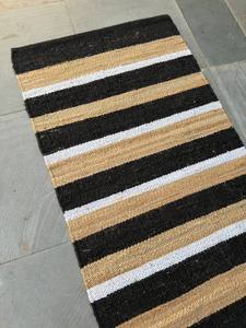 Handmade Modern Hemp Jute <b>Runner</b> Rug black stripe <b>runner</b> Eco-Friendly <b>Washable</b> Geometric Pattern Home Living Room Rug - Product Image 3