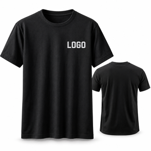 T-shirt noir à manches courtes pour homme, col rond, motif logo lettre sur le devant, coupe décontractée classique - Product Image 5