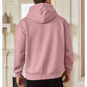 Unisex <b>Pink</b> Hooded Fleece <b>Sweatshirt</b> Regular Fit Solid Color Casual Pocket Design Winter Wear - Product Image 4