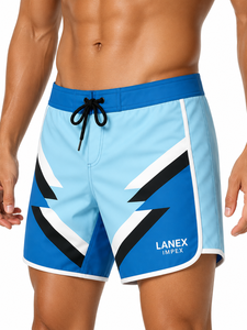 Premium Design Men's Quick Dry Board Shorts Light Blue Geometric <b>Surf</b> Swim Trunks Lightweight Beach Shorts Custom Swimwear OEM - Product Image 3