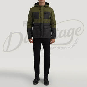 Veste matelassée à capuche pour homme personnalisée, deux tons, multi-poches, style cargo, parka d'hiver, manteau décontracté chaud matelassé pour l'extérieur - Product Image 4