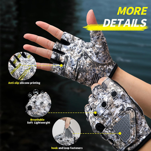 Gants de pêche professionnels respirants à demi-doigts, légers, antidérapants, extensibles, adaptés à la chasse et à la pêche en plein air - Product Image 5