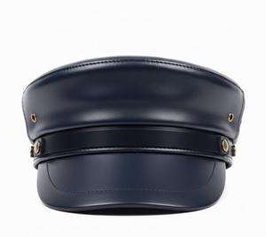 OEM Genuine Cowhide Leather Fashion <b>Cap</b> – Adjustable Curved Brim Leather Headwear - Product Image 2