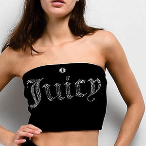 Top de moda urbana 2026 de lujo con pedrería, sin tirantes, tipo tubo, elástico, ajustado, corto, estilo bandeau, para mujer, fabricante de camisetas - Product Image 4