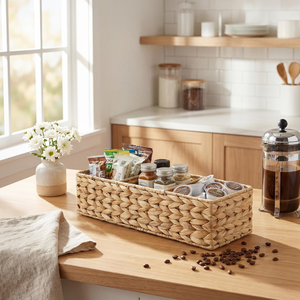 Paniers tissés en jacinthe d'eau naturelle avec 3 compartiments, panier à papier toilette, vente en gros auprès d'artisans vietnamiens - Product Image 3