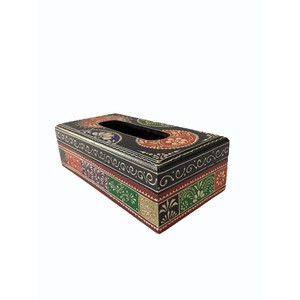 ที่ใส่กระดาษทิชชูไม้กระถินณรงค์ลายดอกไม้หลากสี วาดด้วยมือ - ขายส่ง - Product Image 3