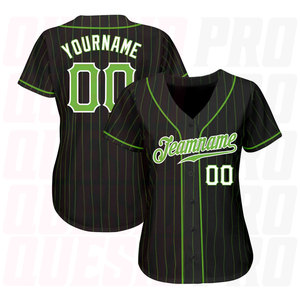 Custom Black Neon Green Pinstripe Neon Green–White Authentic Baseball Jersey – Personalized Sublimation Printing, Custom Logo - Product Image 3
