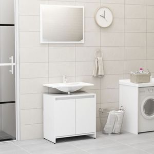 Set di mobili da bagno 3 pezzi in legno ingegnerizzato bianco - Product Image 5