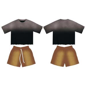 Conjuntos Deportivos de Verano para Hombre, Venta al por Mayor, Camiseta y Pantalones Cortos con Logotipo Personalizado, Ropa Deportiva para Gimnasio, Correr, Entrenamiento - Product Image 5