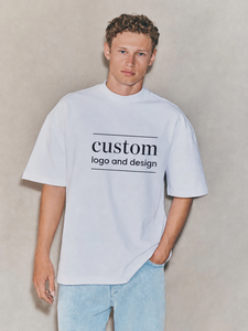 ผู้ผลิตเสื้อยืดสตรีทแวร์ผ้าฝ้ายสั่งทำพิเศษ ทรงโอเวอร์ไซส์ ไหล่ตก พิมพ์ลาย DTG ปักลาย  ขั้นต่ำในการสั่งซื้อน้อย - Product Image 1