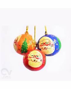 Boules de Noël suspendues en papier mâché du Cachemire, ornements de Noël en papier mâché peints à la main, boules de Noël artisanales du Cachemire - Product Image 2