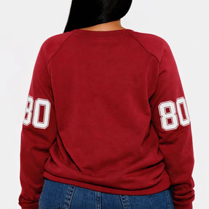 Sweat-shirt Athlétique Rétro USA à Col en V et Manches Raglan pour Femme, avec Impression Numérique OEM, Vente en Gros - Product Image 6