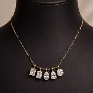 Collier pendentif en or massif 10K 14K 18K avec diamant de laboratoire de couleur E, pureté VVS, taille princesse, ronde, poire, ovale, marquise, émeraude - Product Image 3