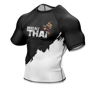 เสื้อรัดกล้ามเนื้อแขนสั้นสำหรับผู้ชาย MMA มวยไทย BJJ ยิวยิตสู ชุดออกกำลังกาย ฟิตเนส ยิม ฝึกซ้อม กีฬา - Product Image 2