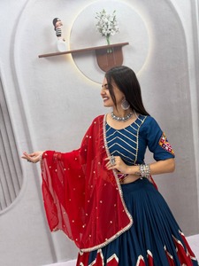 Indian Rion Elegant Cotton <b>Lehenga</b> Choli Set <b>Women</b>’s Fully Stitched Indian Ethnic Wedding Party Festive Wear For Wedding - Product Image 3