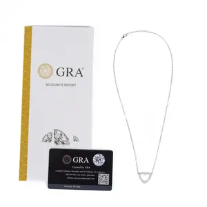 Pendentif Cœur en Moissanite Taille Princesse 1/2 CTW en Argent Sterling avec Chaîne à Maillons de 18 Pouces, Bijou Romantique pour Femme, Mariage et Fiançailles, Tishya - Product Image 5