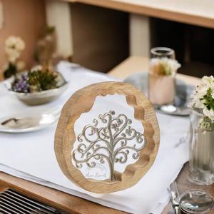 "Arbre de Vie Décoratif Sculpture avec Cadre en Bois Élégant et Artistique Décoration de Maison ou Centre de Table" - Product Image 1