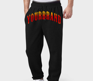 Pantalon de survêtement noir en coton pour homme, taille élastique, logo imprimé par transfert thermique, décontracté, pour l'automne - Product Image 1