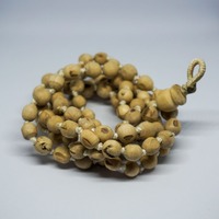Jap Mala Traditionnel en Bois de Tulsi Beige, 108 Perles Rondes + 1 Perle Sigma, Export, pour Prière, Méditation, Chant Spirituel