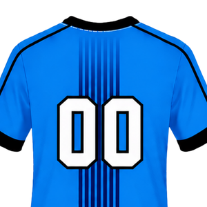 Maillot de rugby bleu roi et noir à manches courtes, col rond, respirant, pour l'entraînement d'équipe, performance sportive, uniforme de sport - Product Image 4