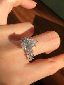 2CT Pear Cut Moissanite Luxury Dual Band Halo <b>Ring</b> Set Original 925 Silver Charm Gift For Partner Party Jewelry For Her - Product Image 2